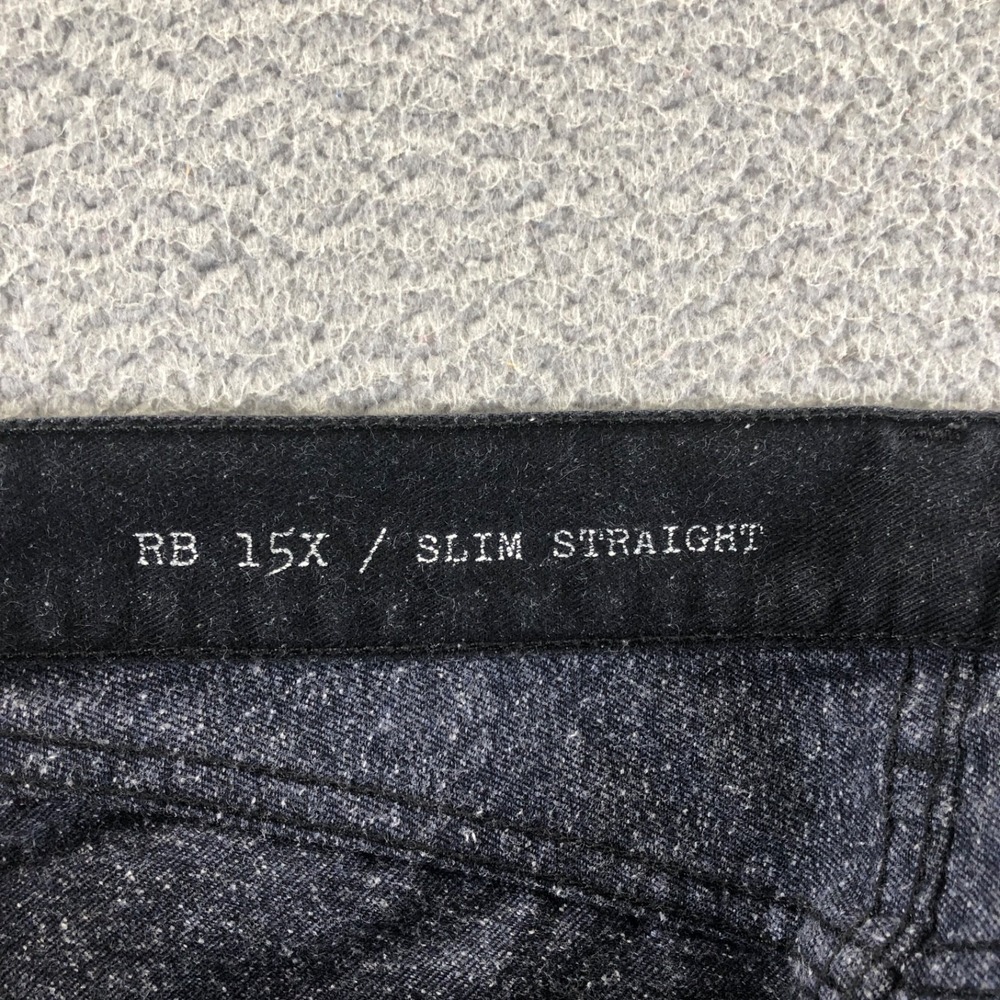 Rag & Bone Jeans Mens 30x34 Black 15x Slim Straight Nap Neppy Button Made In USA - Picture 7 of 16